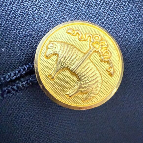 BROOKS BROTHERS Womens Navy Blue Blazer Size14 Italian Wool Goldtone Logo Button - Picture 7 of 16